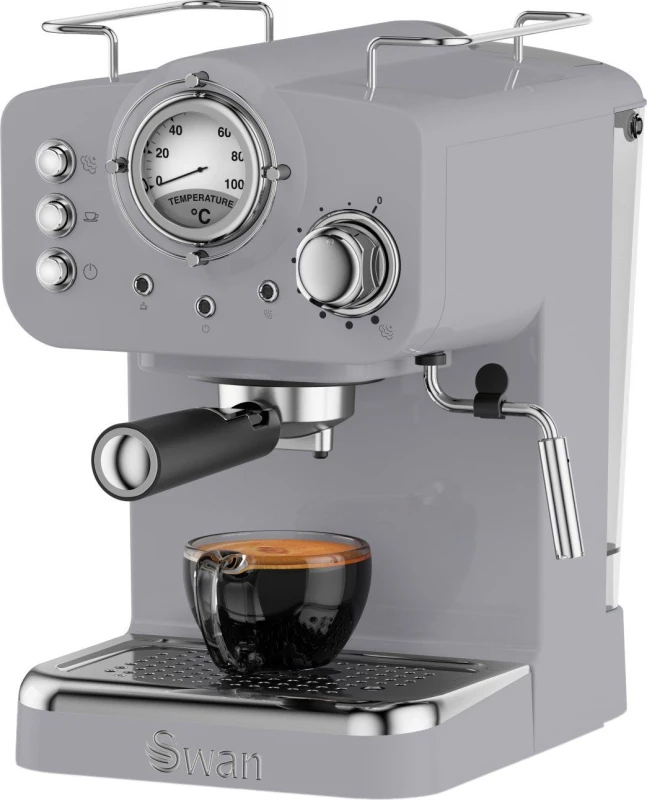 Image of Swan Retro Espresso Coffee Machine - Grey - SK22110GRN
