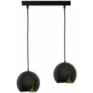 image of Keter Malaga Bar Pendant Ceiling Light Black, 50cm, 2x E27