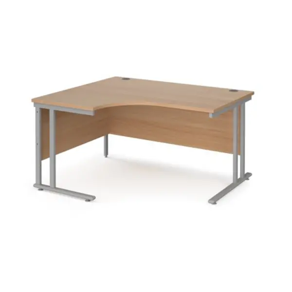 Office Desk Left Hand Corner Desk 1400mm Beech Top With Silver Frame 1200mm Depth Maestro 25 MC14ELSB