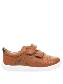 Image of Start-rite Tree House Easy Double Riptape Boys First Trainers - Tan Leather, Tan, Size 7 Younger