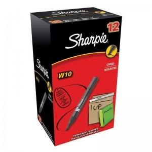 Image of Papermate Permanent Marker Chisel Black W10 - 12 Pack