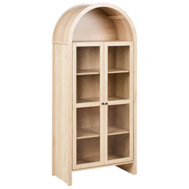 Image of Beliani Glass Display Cabinet Glenwood 79cm Light Brown