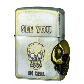 Image of Zippo Brushed Chrome Metal Side Sull Emblem Windproof Lighter