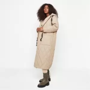 Missguided Diamond Quilted Longline Puffer Coat - Green