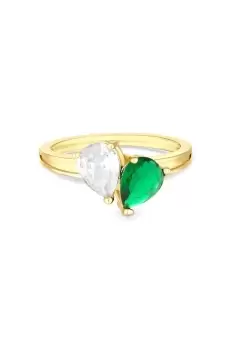 image of Gold Plated Emerald And Crystal Cubic Zirconia Ring