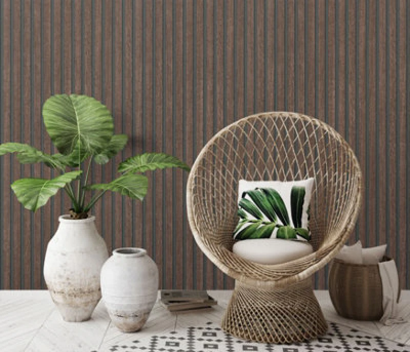 Image of Erismann Acoustic Panel - Walnut Vinyl Non Woven Wallpaper