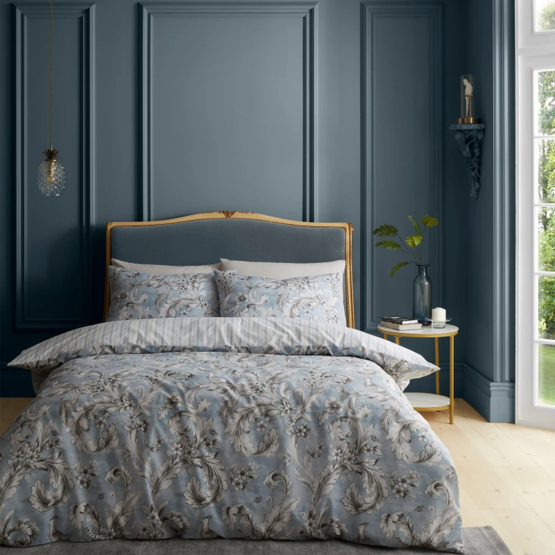 Image of Catherine Lansfield Bridgerton By CL Regal Floral Duvet Cover Set Blue unisex Super King