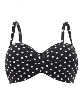 Image of Panache Anya Polka Dot Bandeau Bikini Top - Black/White, Size 38Ff, Women