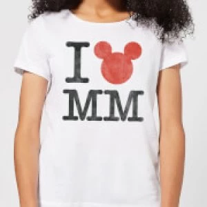 Image of Disney Mickey Mouse I Heart MM Womens T-Shirt - White