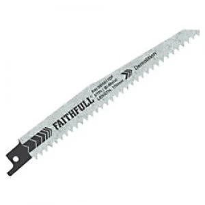 image of Faithfull Bi-Metal Sabre Saw Blade Demolition S611DF 150 mm x 6 TPI Pack of 5