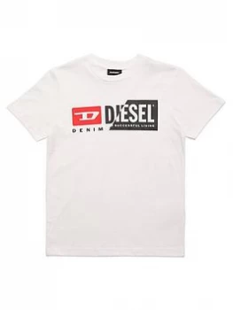 Image of Diesel Boys Cut Logo T-Shirt - White, Size 12 Years