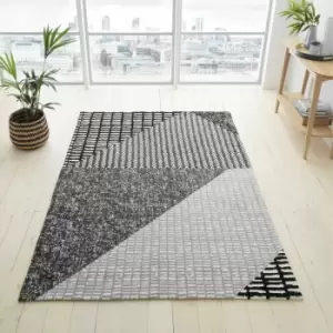 Image of Catherine Lansfield Larsson Geo Woven Rug, Grey, 120 x 170 Cm