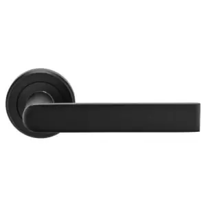 image of Serozzetta Edge Lever on Concealed Fix Round Rose Door Handle - Matt Black