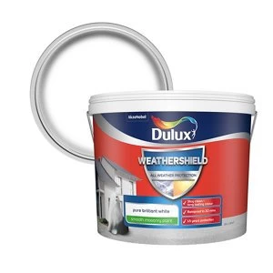 Image of Dulux Weathershield All Weather Protection Pure Brilliant White Smooth Masonry Paint 10L