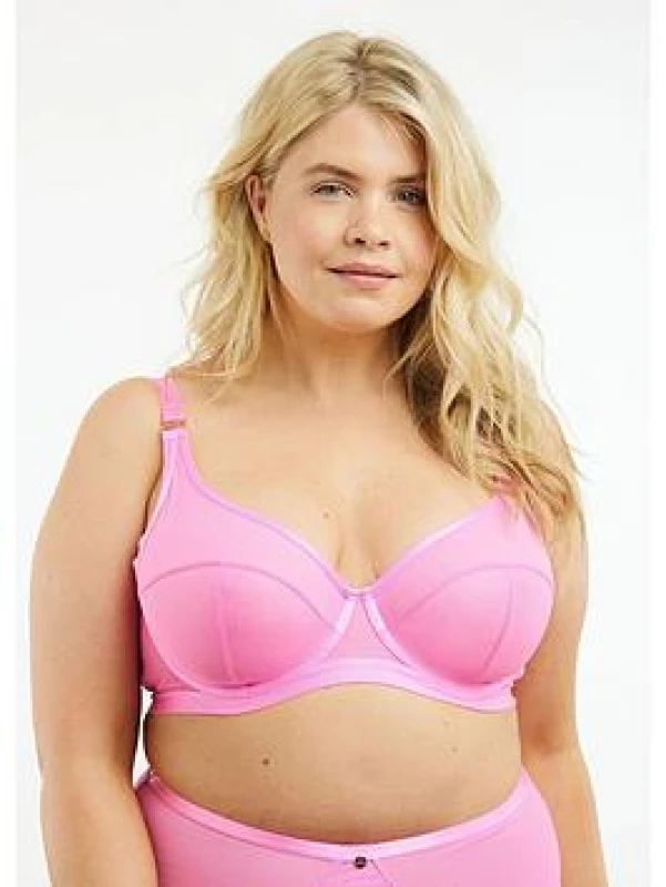 Image of Oola Lingerie Soft Mesh High Apex Bra Pink