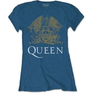 Image of Queen - Crest Womens Large T-Shirt - Indigo Blue