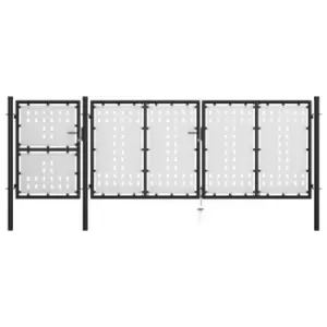 Image of Vidaxl Garden Gate Steel 400X125cm Black