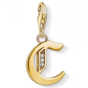 image of THOMAS SABO Gold Plated Cubic Zirconia C Charm 1609-414-39