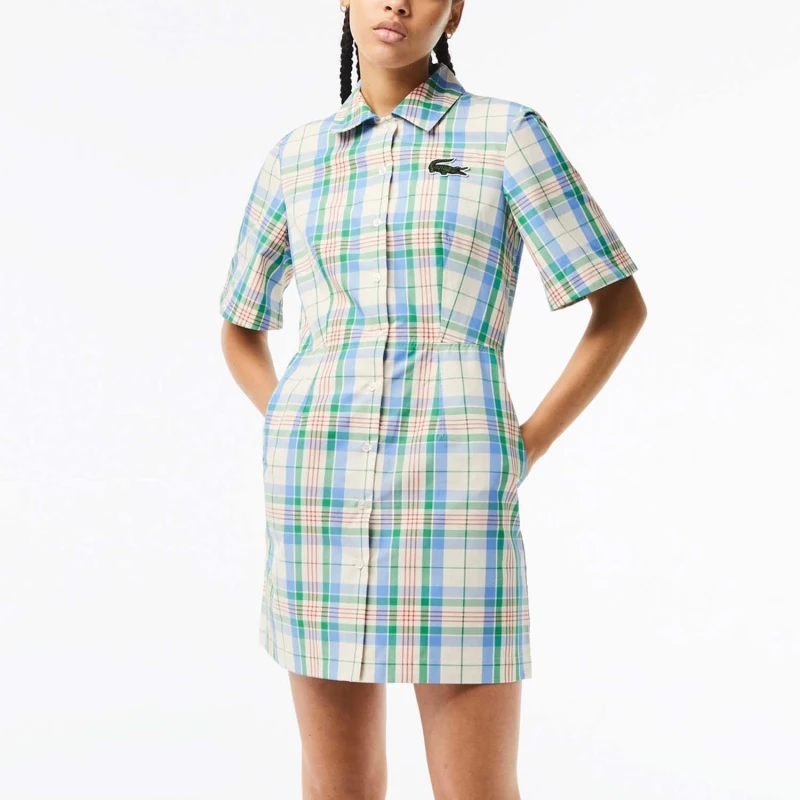 Image of Lacoste Cotton Blend Checkerboard Dress - Multi Multi 8