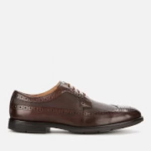 Image of Clarks Mens Ronnie Limit Leather Derby Shoes - Dark Tan - UK 11