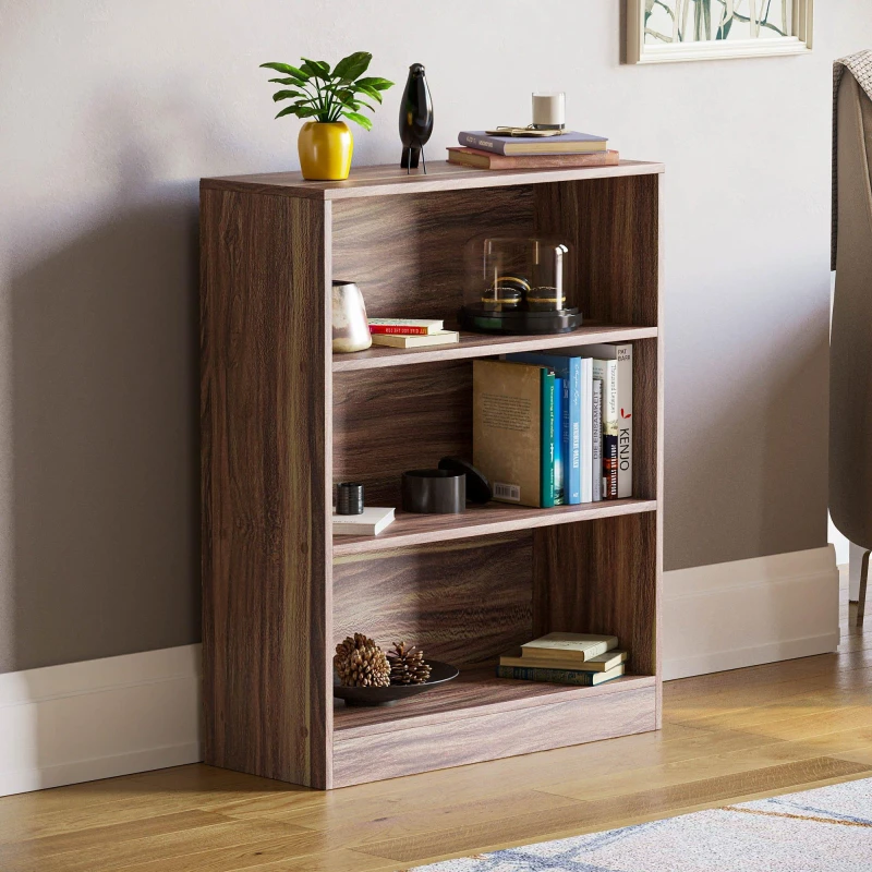 Image of Lassic Vida Designs Cambridge 3 Tier Low Bookcase Walnut unisex 3 Tier