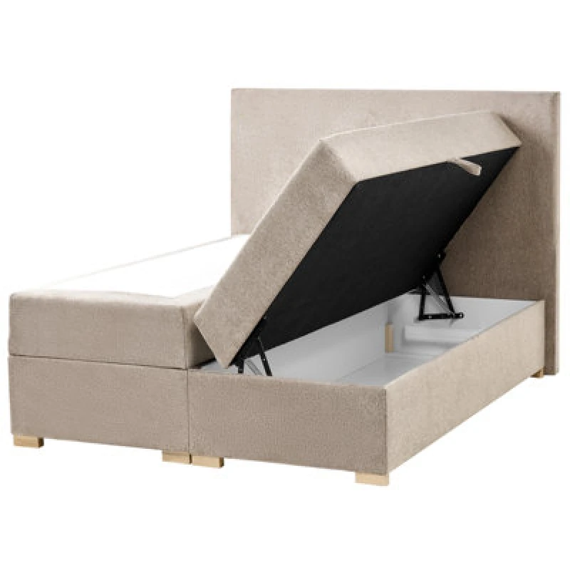 Image of Beliani Divan Bed With Storage Fabric Major 120 X 200 Cm (Eu Small Double) Taupe