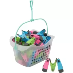 image of JVL Plastic Peg Basket with 96 Prism Soft Touch Clip Pegs