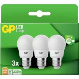 Image of GP Batteries 740GPMGL087885B3 LED (monochrome) EEC F (A - G) E-27 Globe shape 5.6 W = 40 W Warm white (Ø x L) 45mm x 84mm 3 pc(s)