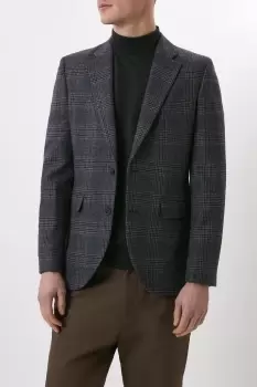 image of Mens Slim Fit Grey Neutral Over Check Blazer