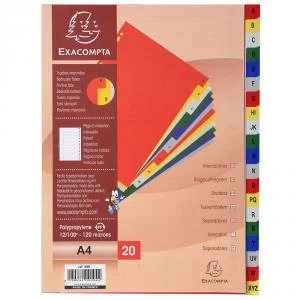 Image of Exacompta 20 Part Printed Polypropylene Index