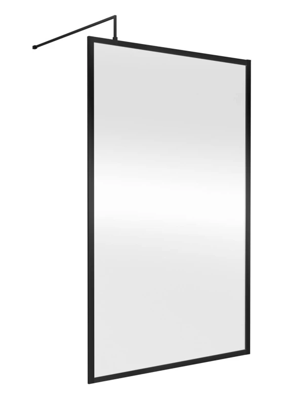 Image of Balterley 8mm Wetroom Screen & Support Bar: 1200mm, Black Unisex