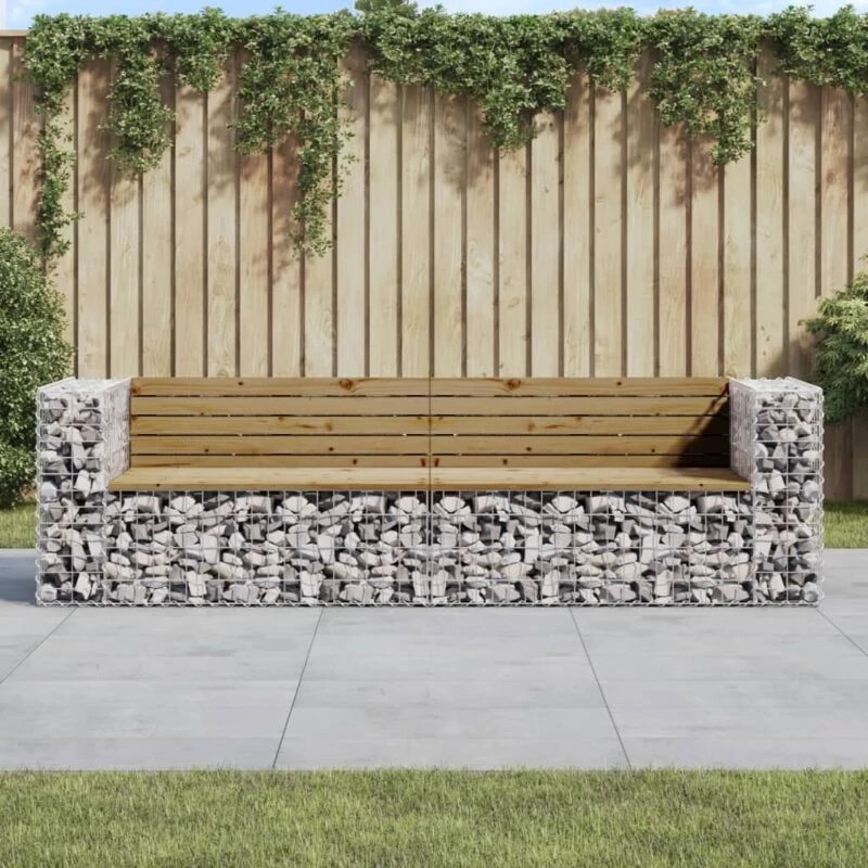 Image of VIDAXL Vidaxl - Garden Bench Gabion Design 244x71x65.5cm Impregnated Wood Pine 8720845453312