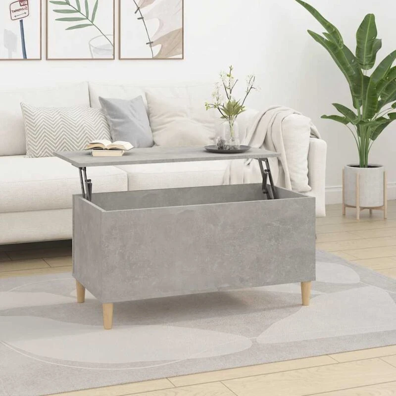 Image of vidaXL Coffee Table Concrete Grey 90x44.5x45cm Engineered Wood, Grey 819584