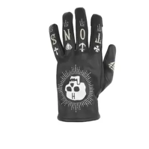 Image of Helstons Kustom Summer Leather Black Skull Gloves T11