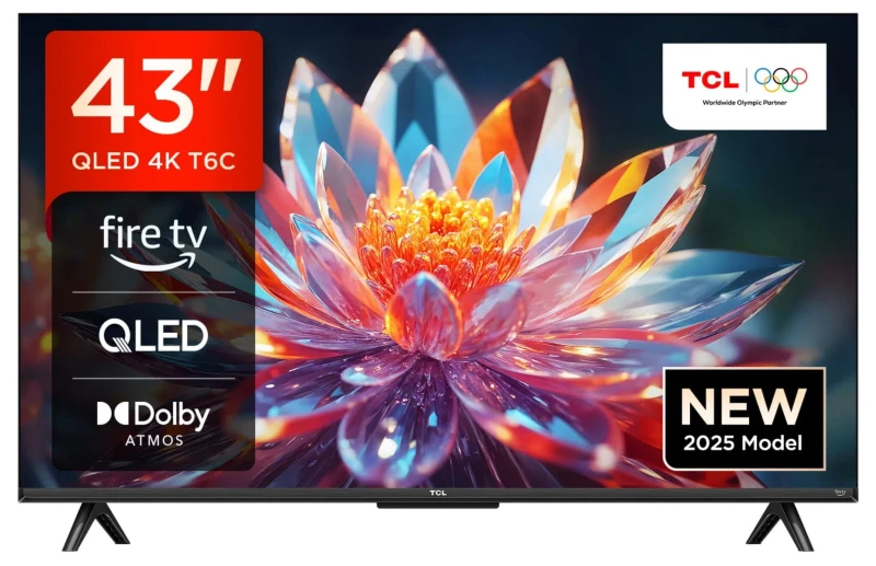 Image of TCL 43" 43T6C-UK Smart 4K Ultra HD HDR QLED TV