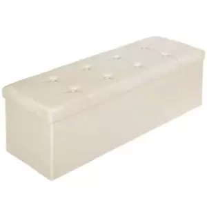 TecTake Storage Bench Foldable Made Of Synthetic Leather 110X38X38Cm - Cream