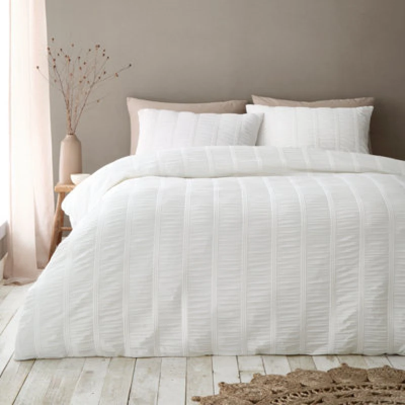 Image of Pineapple Elephant Waffle Seersucker Single Duvet Cover Set With Pillowcase White