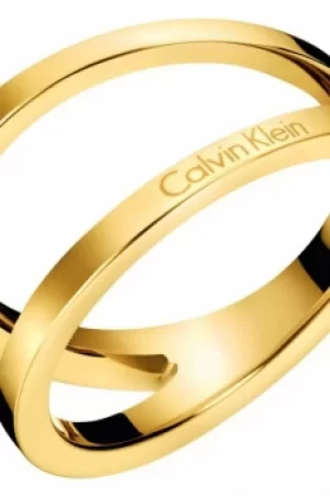 Image of Ladies Calvin Klein Gold Plated Size L Outline Ring KJ6VJR100106