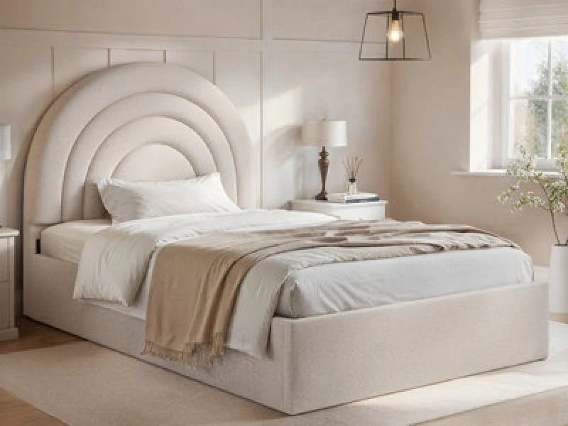 Image of Flair Ava Small Double Ottoman Bed Cream Boucle