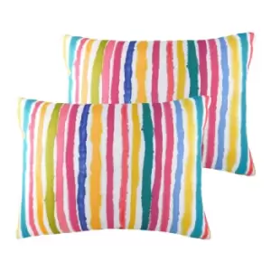 Image of Evans Lichfield Aquarelle Stripe Twin Pack Polyester Filled Cushions Multi