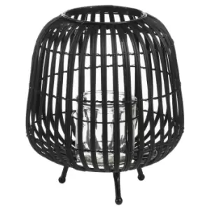 Image of Black Rattan Bulbous Lantern