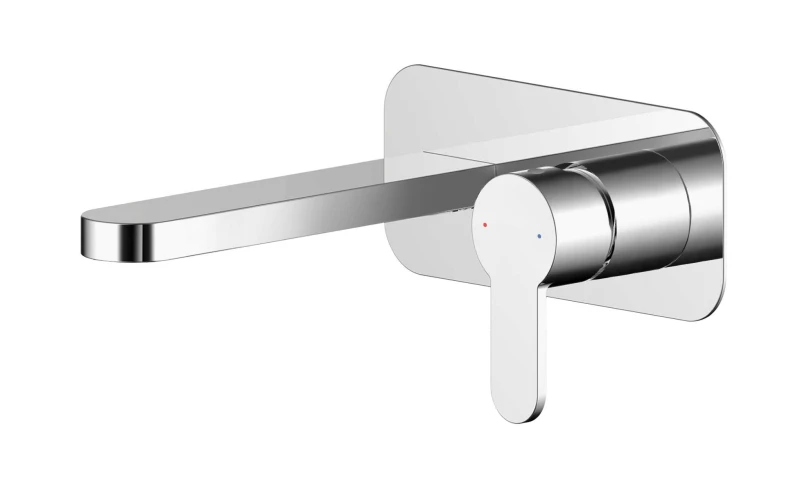 Image of Balterley Round Wall Mount 2 Tap Hole Basin Mixer Tap Back Plate Chrome Silver