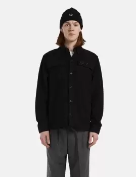 Image of Fred Perry Reverse Fleeceback Overshirt - Black