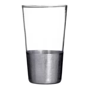 image of Premier Housewares Set of 4 High Ball Glasses - Silver Crosshatched Design