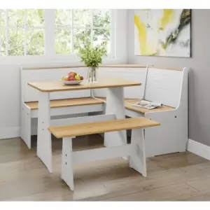 Image of Latham Corner Wooden Dining Table - White & Honey V2
