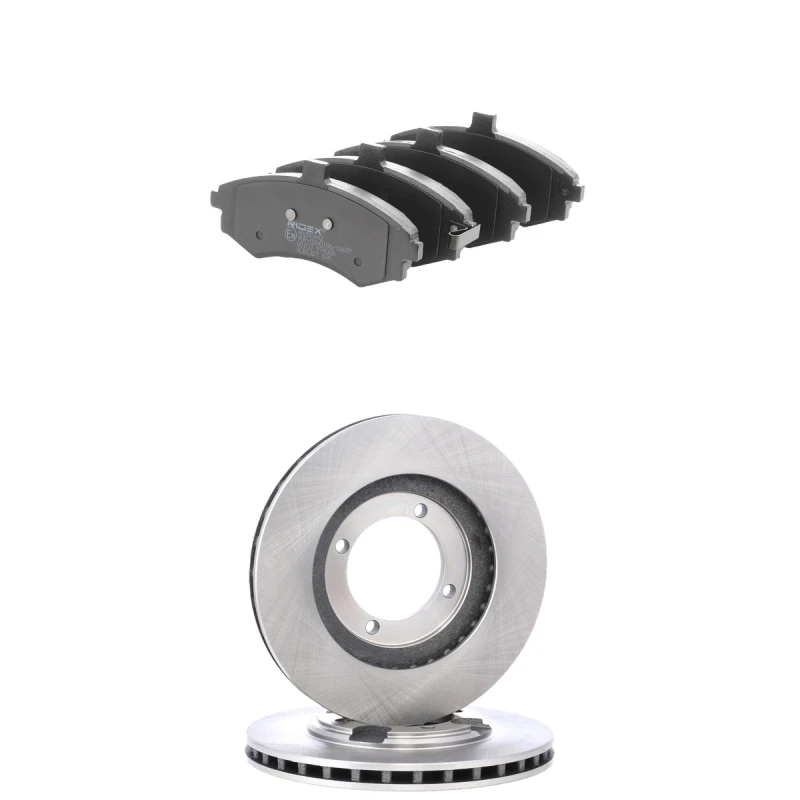 Image of RIDEX 3405B2656 Brake disc and pads set Front Axle, Brake Disc Type: Vented, with acoustic wear warning Brake Set,disc brakes (3405)