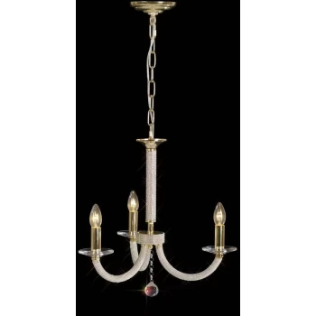 Image of Elena pendant light 3 bulbs gold / crystal