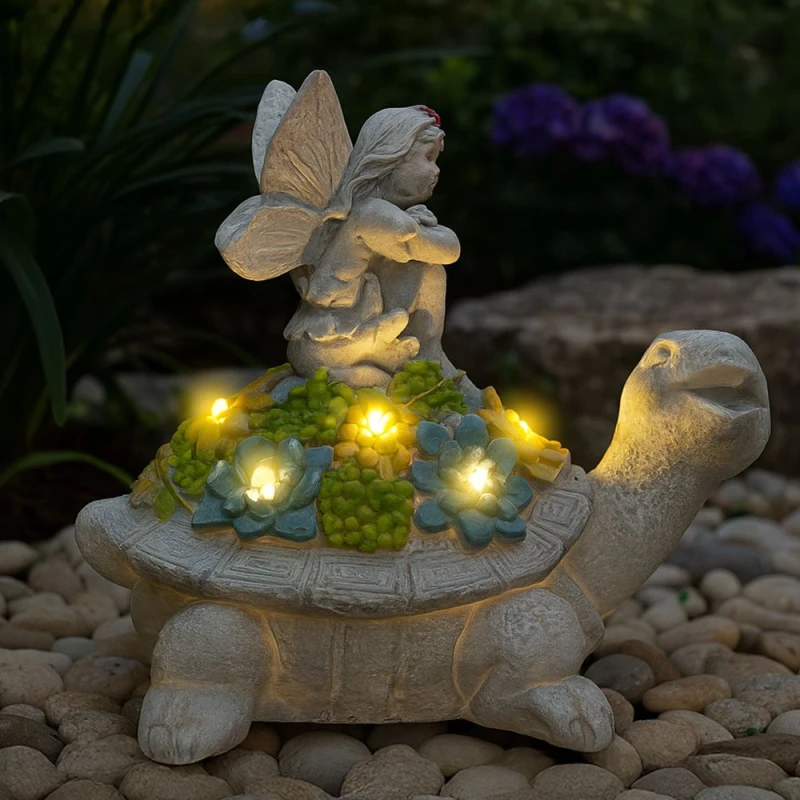 Image of ILFD Group Ltd Solar Turtle Fairy Garden Ornament 20Cm / 8" - Pack Of 6