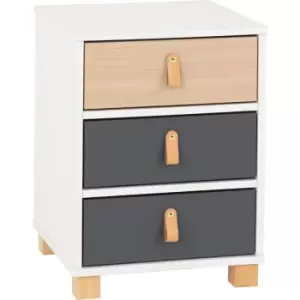 Image of Brooklyn 3 Drawer Bedside in Oak Effect and Grey Finish