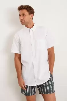 Image of Mens White Short Sleeve Plus And Tall Oxford Shirt